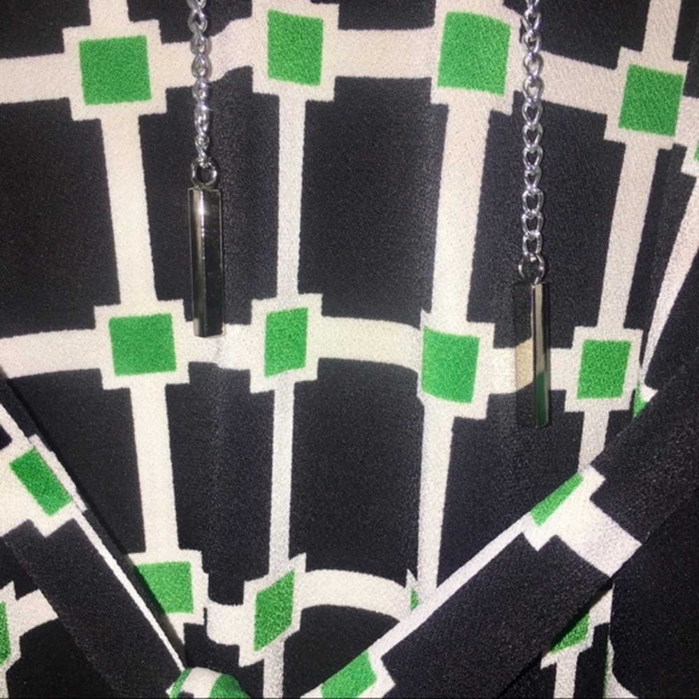 Jules & Leopold Dress Black Green Tie Waist Small - Picture 4 of 8